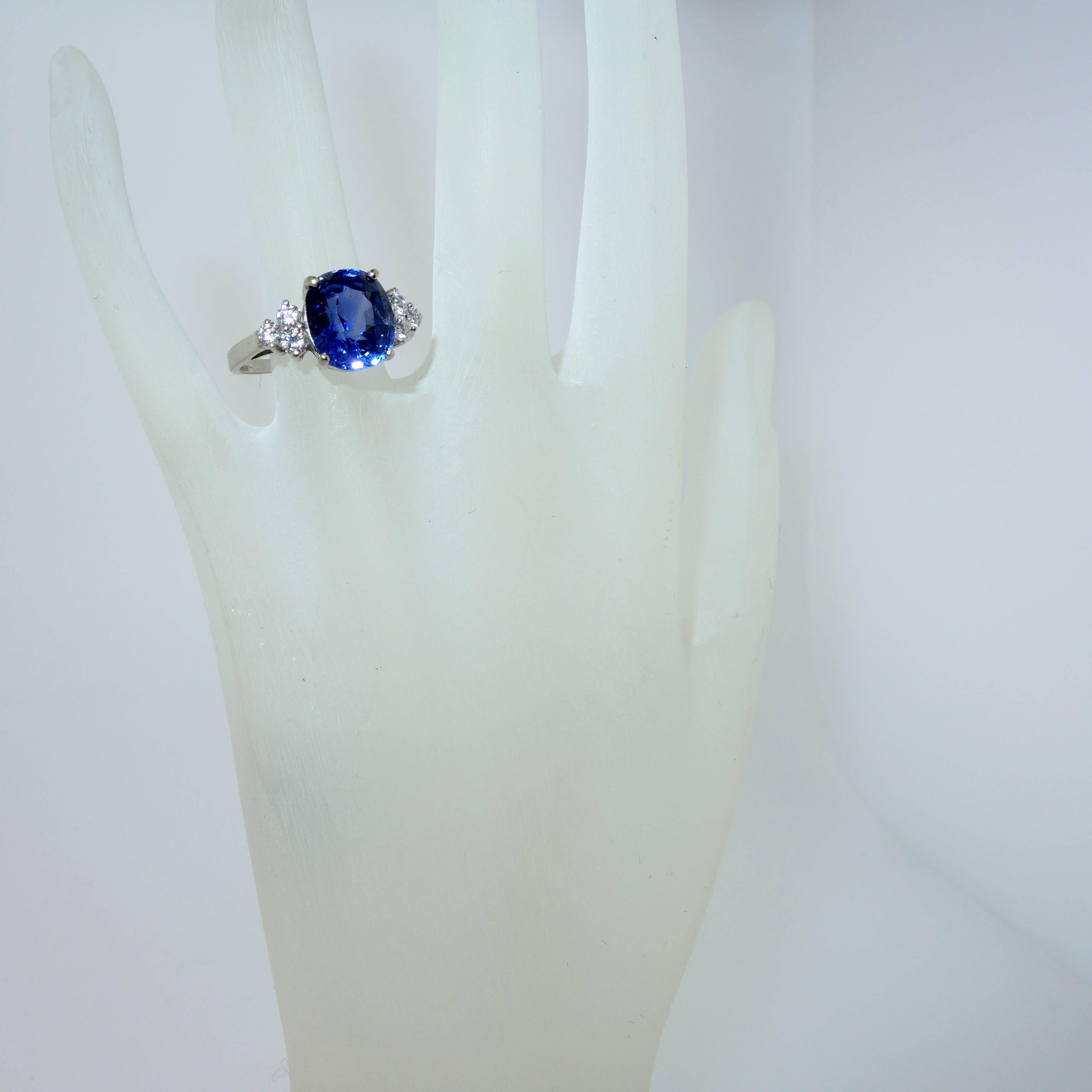Contemporary Sapphire Diamond Platinum Engagement Ring