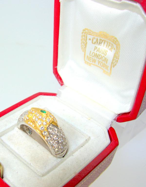 Cartier Emerald Diamond Gold Panther Band Ring 1
