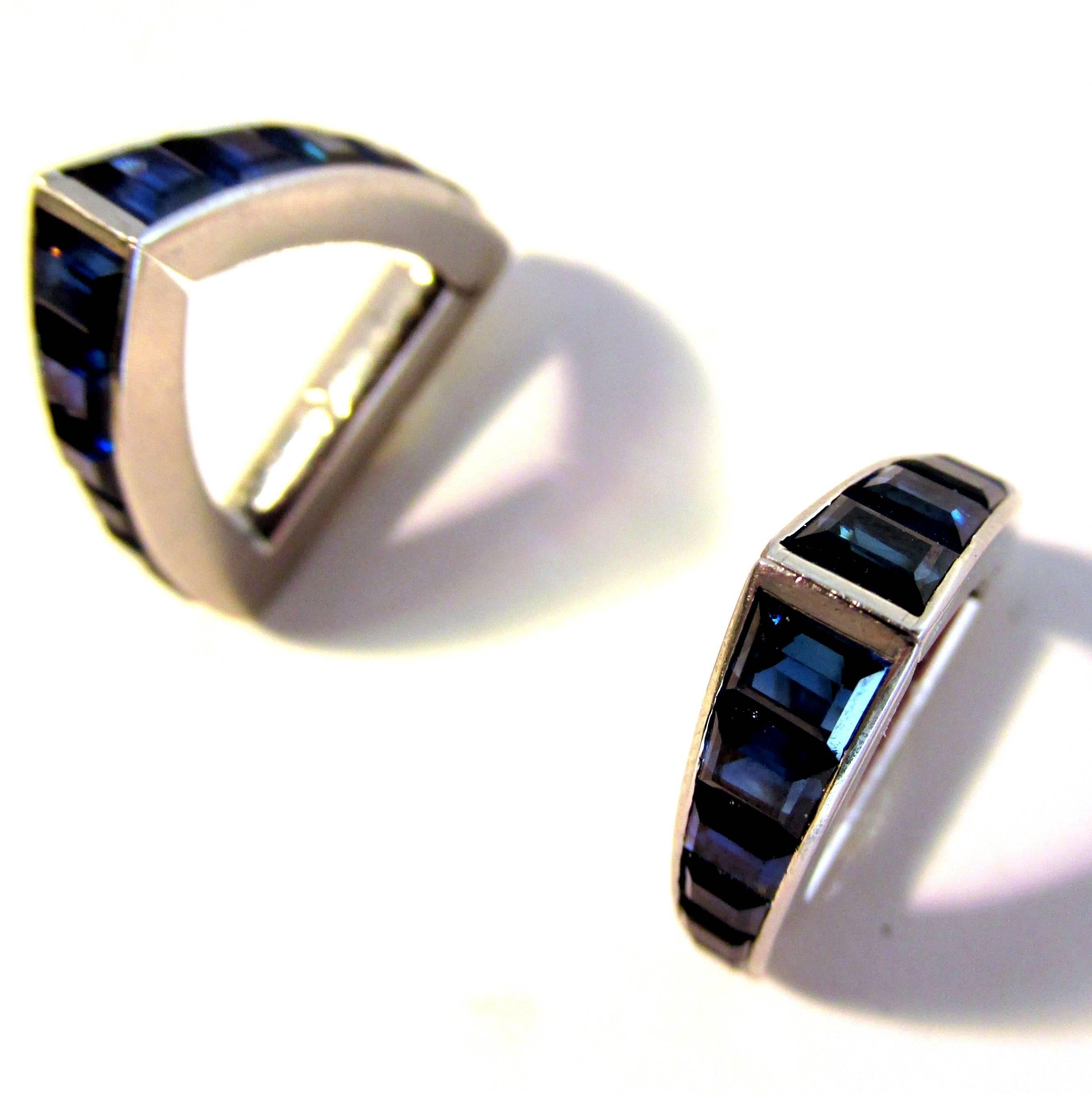 Cartier Fine Sapphire Cuff and Stud Set 1