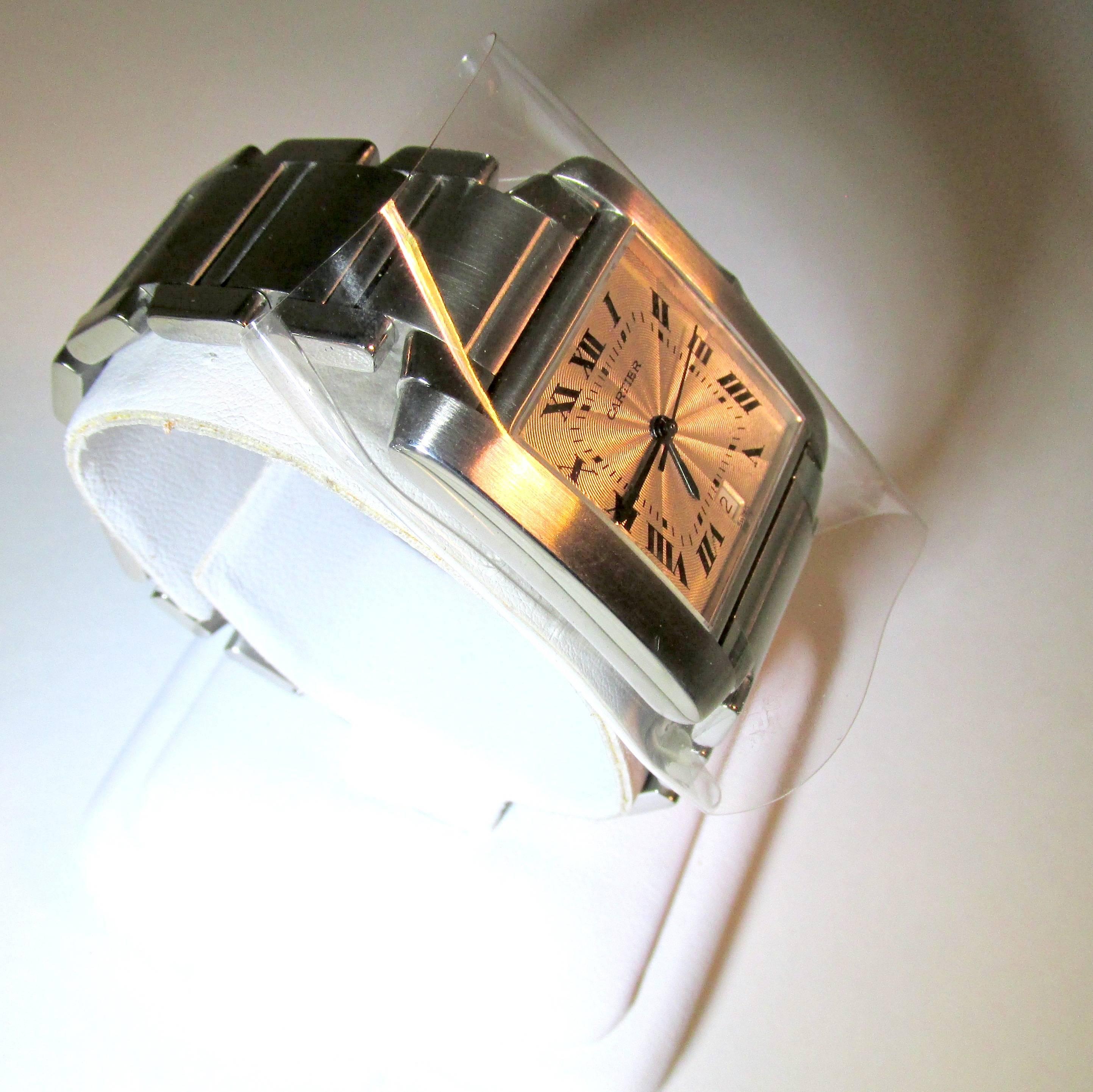 Contemporary Cartier Stainless Steel Tank Francaise Automatic Wristwatch Ref 2302