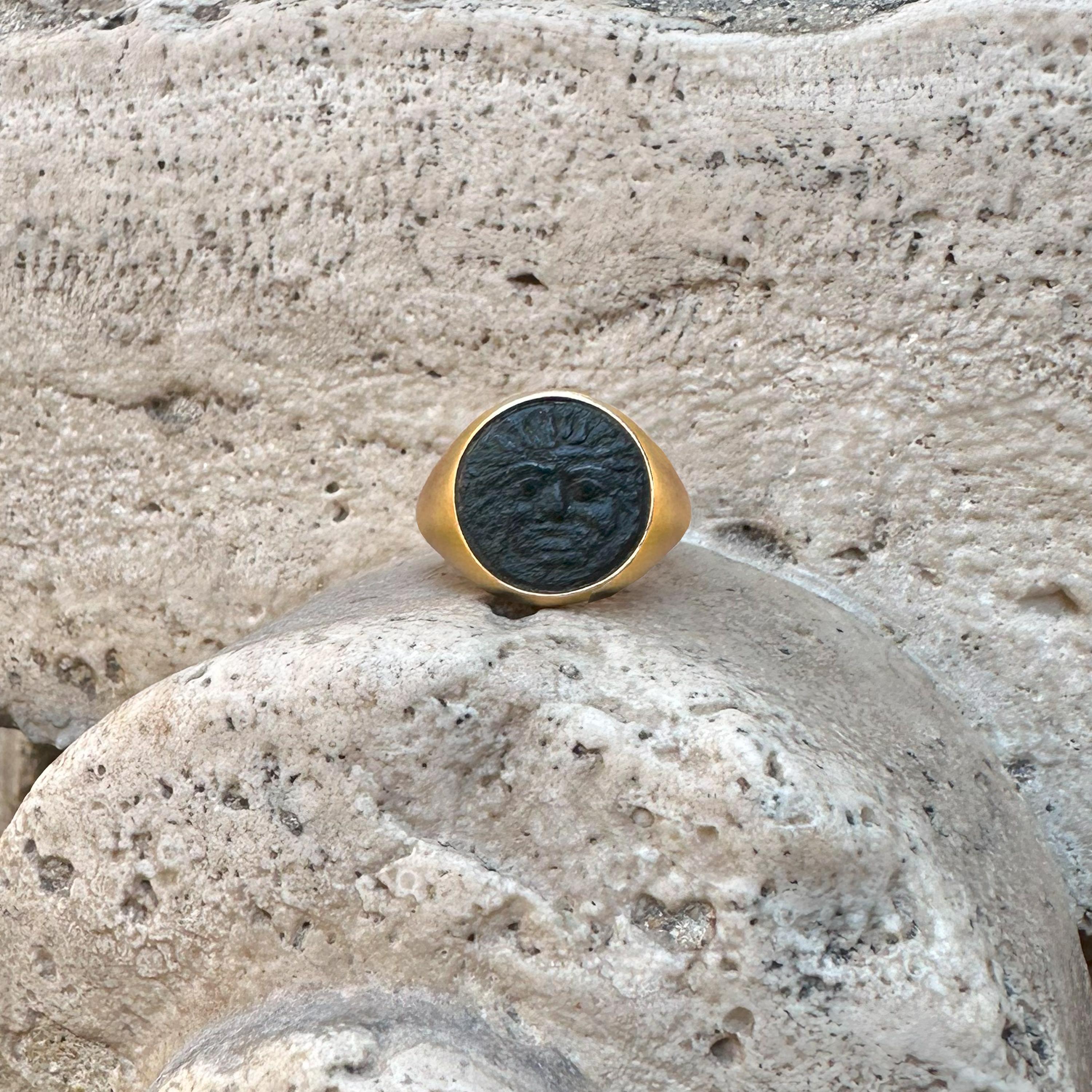 Women's or Men's GORGON/MEDUSA Authentic Ancient Greek Coin 5th century BC Gold Ring For Sale