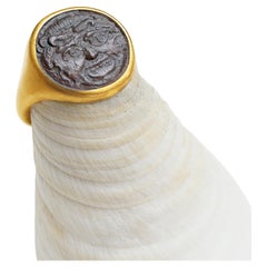 GORGON/MEDUSA Authentique pièce de monnaie grecque antique du 5e siècle avant J.-C. Bague en or