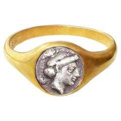 VENUS Authentic Ancient Greek Coin 
4th Century B.C.
 18kt Gold Ring