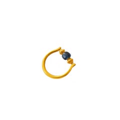 Authentic Ancient Roman Blue Glass Bead 18Kt Gold Ring