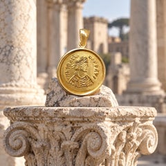 HERACLIUS Byzantine 24Kt Gold Coin 6th Cent. AD 18kt Pendant