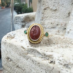 INTAGLIO IN DIASPRO ROMANO CON LA DIVINITÀ MARTE, I secolo d.C. Anello ADS in oro 18 Kt