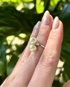 Vintage "Toi et Moi" Pearl & Diamond Ring 14K White Gold