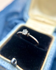 Vintage 9K Rose Gold Old Mine Cut Diamond Ring Size 5
