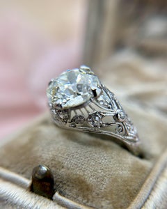 Vintage Edwardian 2.91 Carat Old European-cut Diamond Engagement Ring GIA