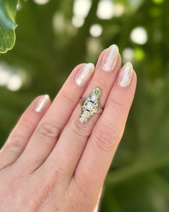 Vintage Art Deco Diamond Elongated Cocktail Ring 18K White Gold