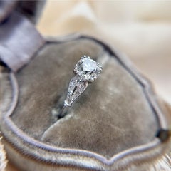 Vintage Platinum 1.07 Carat Old-European cut Diamond Engagement Ring