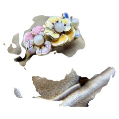 Vintage Enamel Flower Ring 14K Yellow Gold
