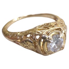 Vintage Style 0,3 Karat Diamant Filigran Ring 14K Gelbgold
