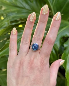 Vintage Edwardian Platinum 3 Carat Black Opal Ring