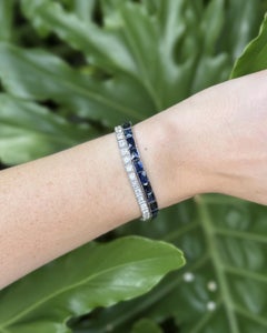 Vintage Platinum Sapphire 12 Carat Tennis Bracelet