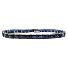 Vintage Platinum Sapphire 12 Carat Tennis Bracelet