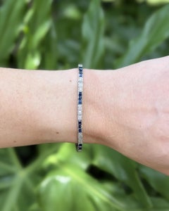 Estate Platinum Sapphire and Diamond Tennis Bracelet