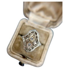 Vintage Edwardian Era Diamond Cocktail Ring 18K White Gold