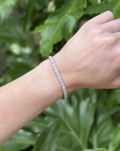 Pulsera tipo «tennis» vintage de estilo Art Déco, de platino, con un diamante de 5,5 quilates de talla europea antigua
