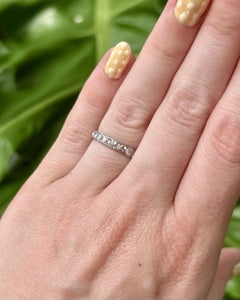 Vintage Engraved Platinum Diamond Band Size 6.5
