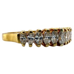 Vintage Estate Marquise Diamond Band 18K Yellow Gold