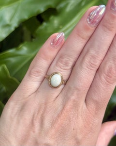 Vintage White Opal Cocktail Ring 10K Rose Gold