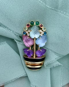 Vintage-Brosche „Tutti Frutti“ von Kurt Wayne aus 14-karätigem Gelbgold