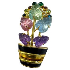 Vintage-Brosche „Tutti Frutti“ von Kurt Wayne aus 14-karätigem Gelbgold