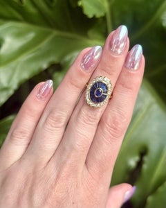 Bague de cocktail vintage en or jaune 18 carats, sertie de saphirs et de diamants