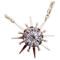 Vintage 2 Carat Old Mine Cut Diamond Brooch Conversion Necklace