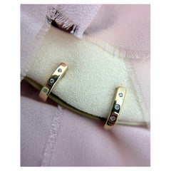 Pendientes «huggie» vintage de oro amarillo de 14K con diamantes