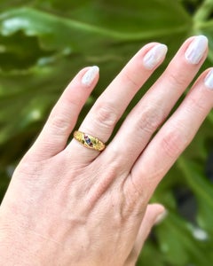 Vintage Edwardian Ruby & Sapphire 18k Yellow Gold Ring