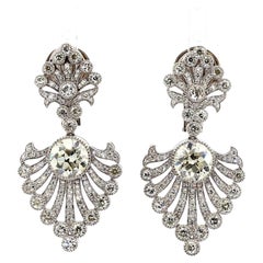2.61 Carat Round Diamond Gold Earrings