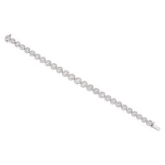 4.26 Carat White Rose-Cut Diamond White Gold Tennis Bracelet