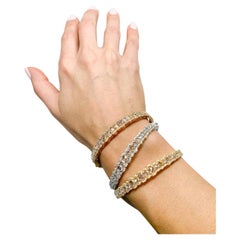 Ensemble de 3 bracelets de tennis en or 18 carats avec diamants taille rose de 7,62 carats chacun 