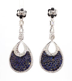 Pendientes de oro de 18 quilates con rubíes de 16 quilates, zafiros y diamantes