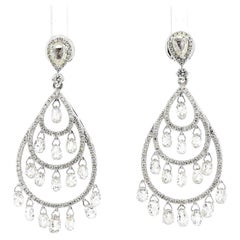 Pendientes colgantes con diamantes en forma de briolette de 5,63 quilates