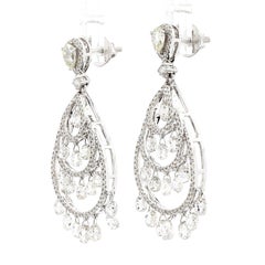 Pendientes colgantes con diamantes en forma de briolette de 5,63 quilates