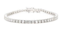 5.6 Carat White Round-Cut Diamond Gold Tennis Bracelet