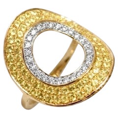 Ralph Masri Modernist Circular Yellow Sapphire Diamond Ring