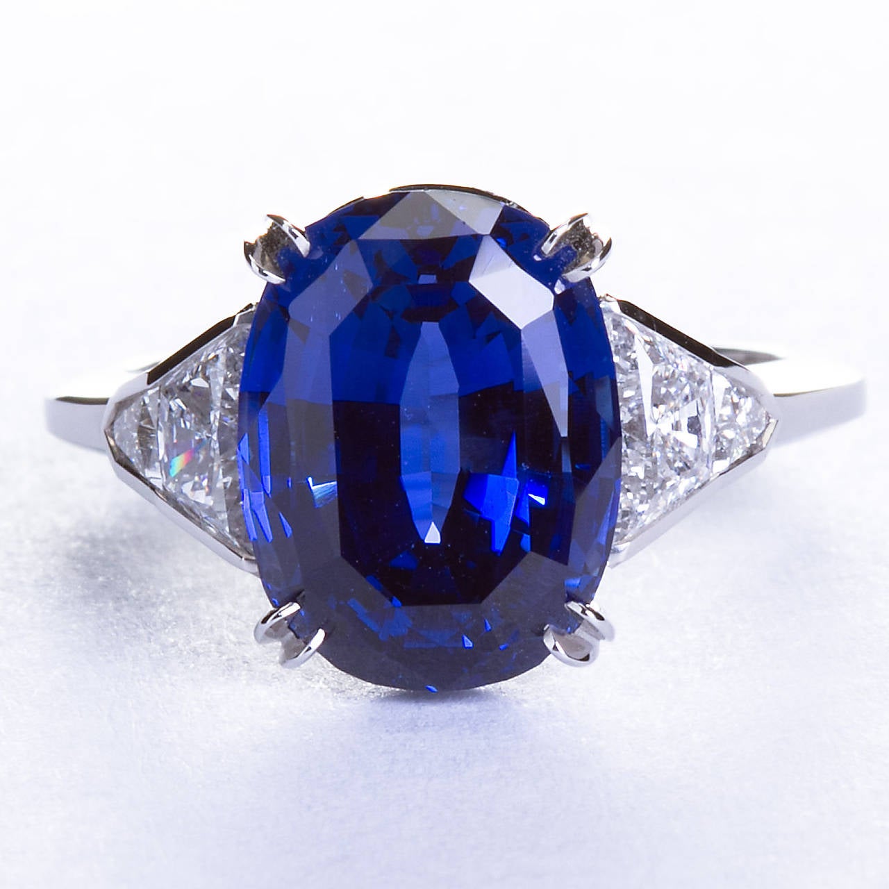 7.49 Carat Oval Burma Sapphire Diamond Platinum Ring For Sale at 1stdibs