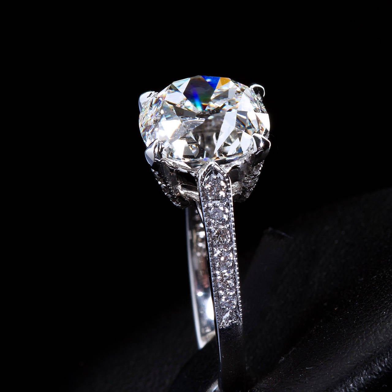 3.73 Carat Old Mine Diamond Solitaire Platinum Engagement Ring 2