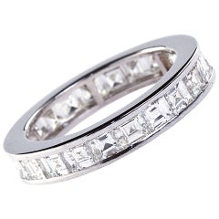 french cut diamond eternity band French Cut Diamond White Gold Eternity Band 22 Stones, 4.50 Carat
