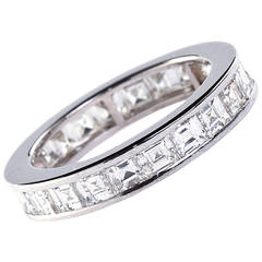 French Cut Diamond White Gold Eternity Band 22 Stones, 4.50 Carat 3