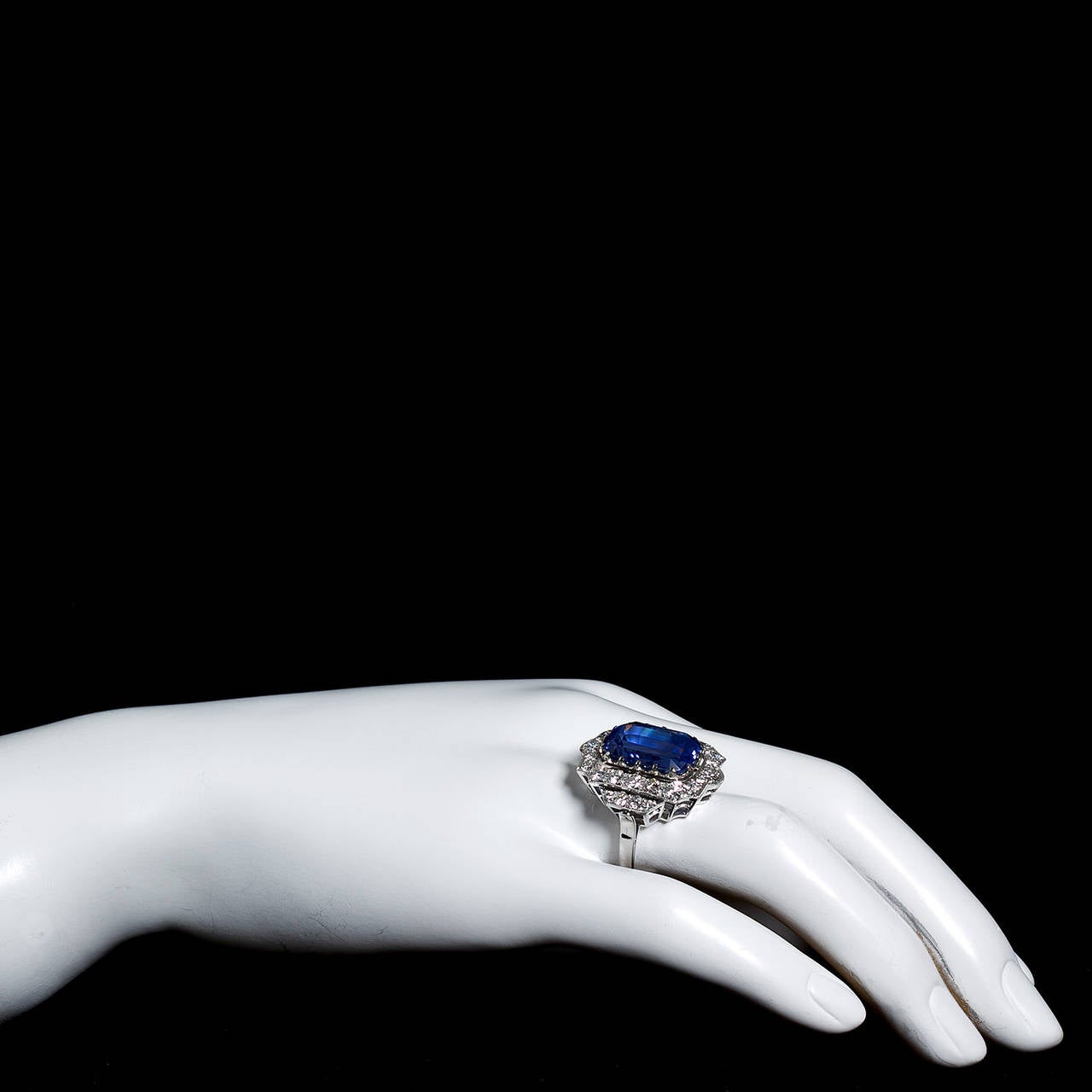 16.26 Carat Cushion No-Heat Ceylon Blue Sapphire Diamond Gold Ring 1