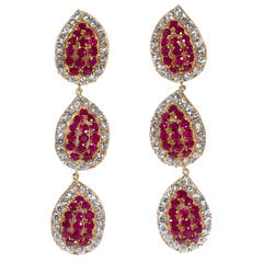 Diamond Ruby Tear Drops Dangle Earrings 4