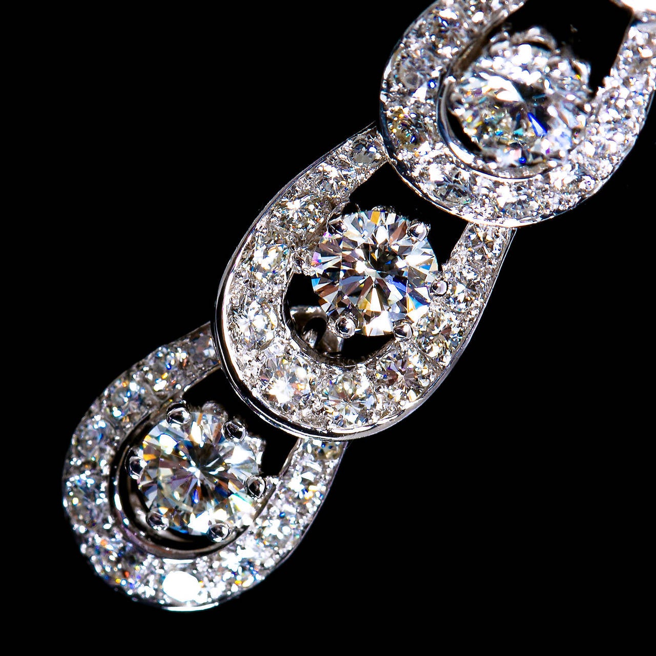 Mini Hoops Diamond Platinum Dangle Earrings 2