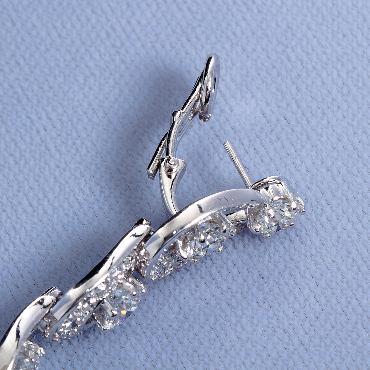 Mini Hoops Diamond Platinum Dangle Earrings 1