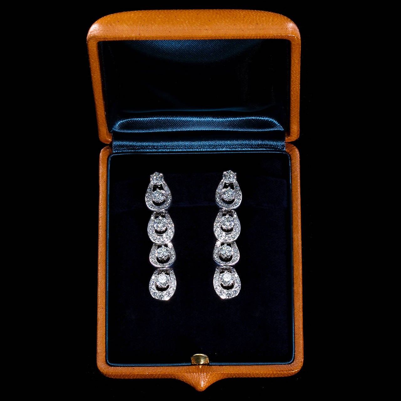 Mini Hoops Diamond Platinum Dangle Earrings 3