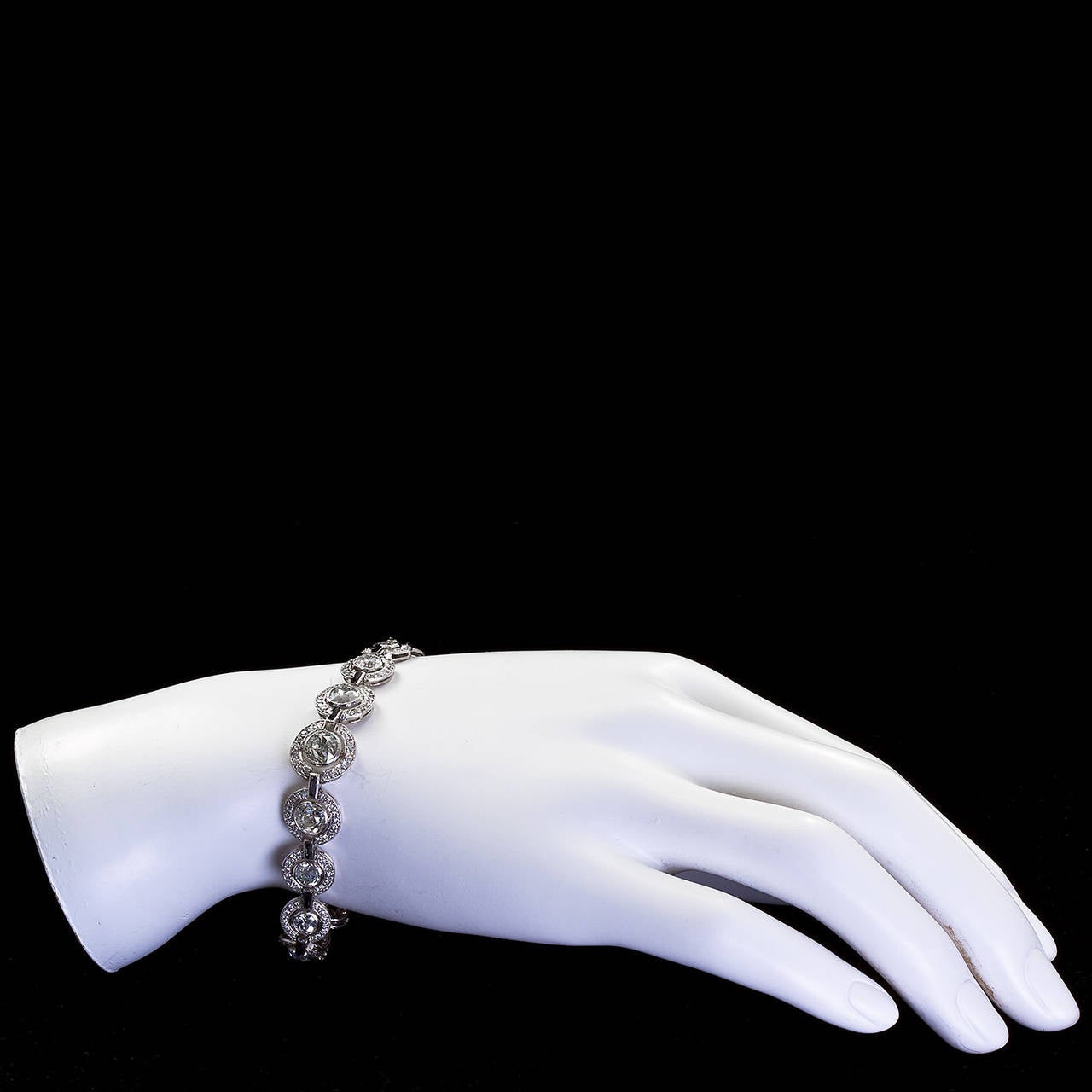 Brilliant Cut Art Deco Diamond Onyx Necklace Bracelet Set, 3.00 Carat Center